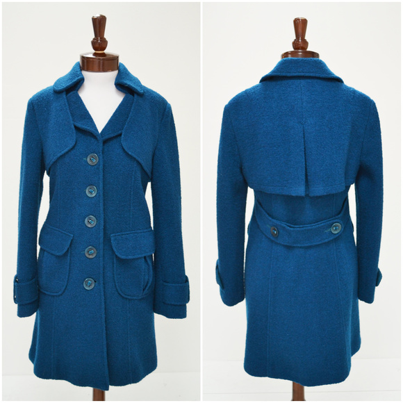 Nanette Lepore Jackets & Blazers - Nanette Lepore Dress Coat Teal Boucle Wool Jacket